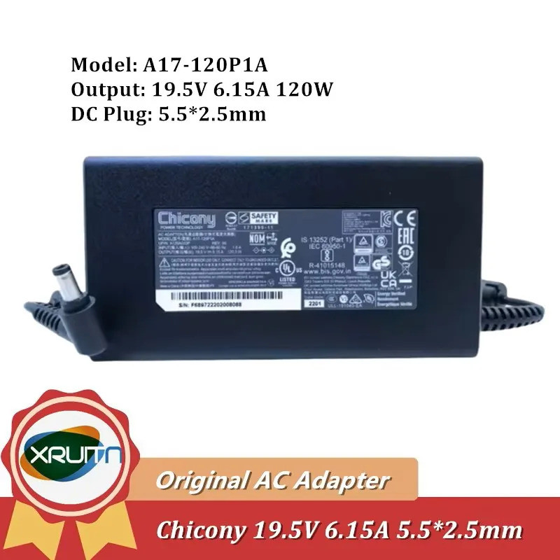 A17-120P1A ของแท้ Chicony 19.5V 6.15A 120W AC Adapter Charger สําหรับ Msi GP72 6QF GE60 GE70 GP62 2Q