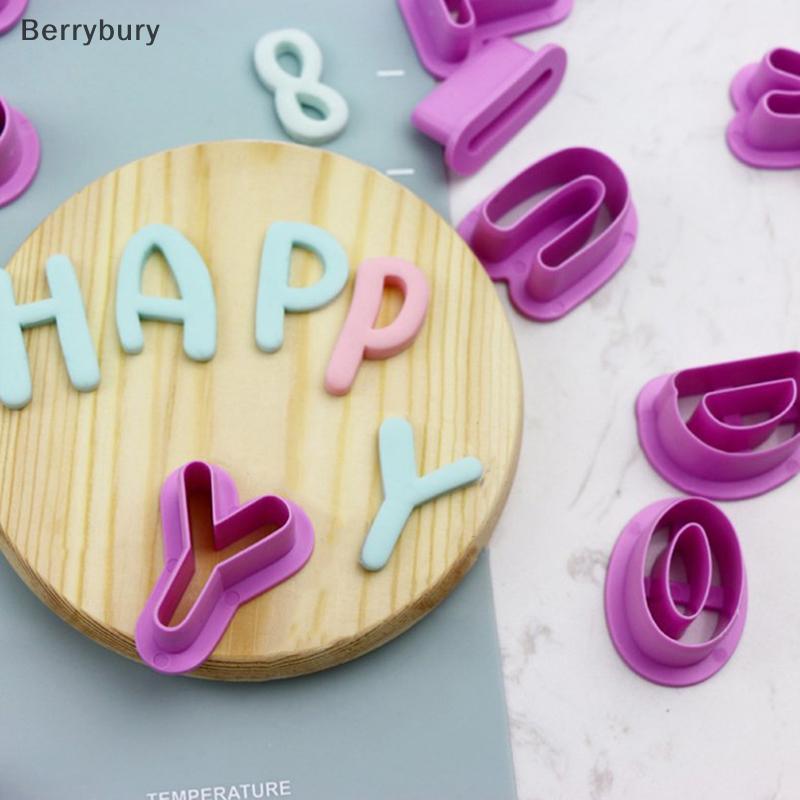 Berrybury ใหม่เค้กพลาสติก Mould DIY ตัวอักษรตัวอักษร Impress บิสกิตเครื่องตัดคุกกี้กดแสตมป์ Embosser Fondant แม่พิมพ์ 1 ชุดเค้กใหม่