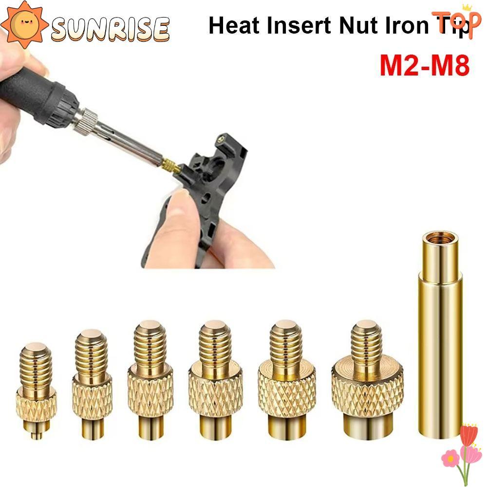 SUNRISE 1Set ความร้อนใส่ Nut Tip, ทองเหลือง M2-M8 T12 ปลายหัวแร้ง, พร้อมอะแดปเตอร์ Universal 936 Hot Nut ภายใน/ภายนอกหัวเกลียวพิมพ์อุปกรณ์เสริม