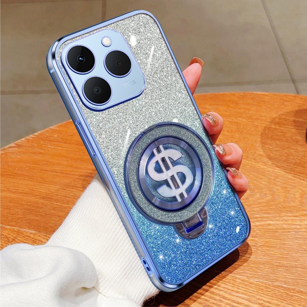 เคสนิ่ม Realme 15T Glitter Dollar Ring Stand รองรับมือถือชาร์จไร้สาย