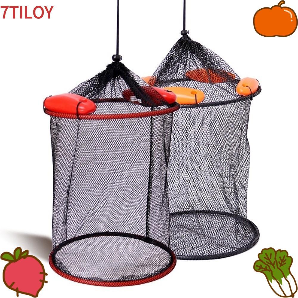 7TILOYSHOP ตกปลาลอยน้ํา หนาทอแบบพกพาตาข่ายตะกร้ากุ้งปลา, Landing Storage Bag Anti-jump Fishing