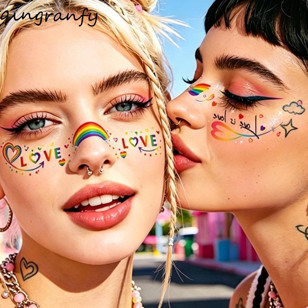 CRANK Rainbow Freckles Face Tattoo, Long Lasting Disposable Face Tattoos, Star Facial Art กันน้ําสติ
