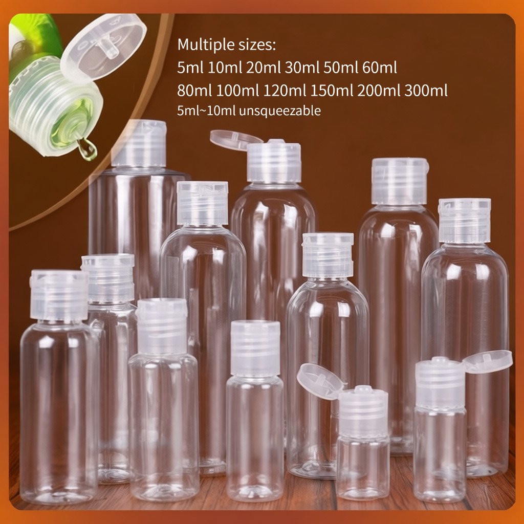100pcs PET Flip Cap ขวด Squeezable Empty Vial สําหรับ Travel คอนเทนเนอร์แชมพูโลชั่นขวดพลาสติกตัวอย่าง Vials 5ml 10ml 20ml 30ml 50ml 60ml 80ml 100ml 120ml
