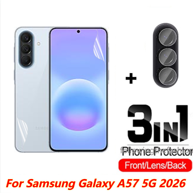 3 in 1 ด้านหน้าและด้านหลังฟิล์ม Hydrogel สําหรับ Samsung Galaxy A57 5G 2026 Galaxy A27 A37 A17 A07 ฟิล์มป้องกันคลุมทั้งหมดใสหน้าจอกล้องเลนส์ Protector ไม่ใช่แก้ว