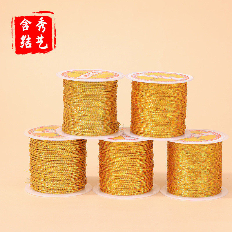 ด้ายทองด้ายเงินเกลียว diy เครื่องประดับด้ายถักด้ายถักสร้อยข้อมือเงินทองไขลานสร้อยคอแท็กด้ายทาวเวอร์ล