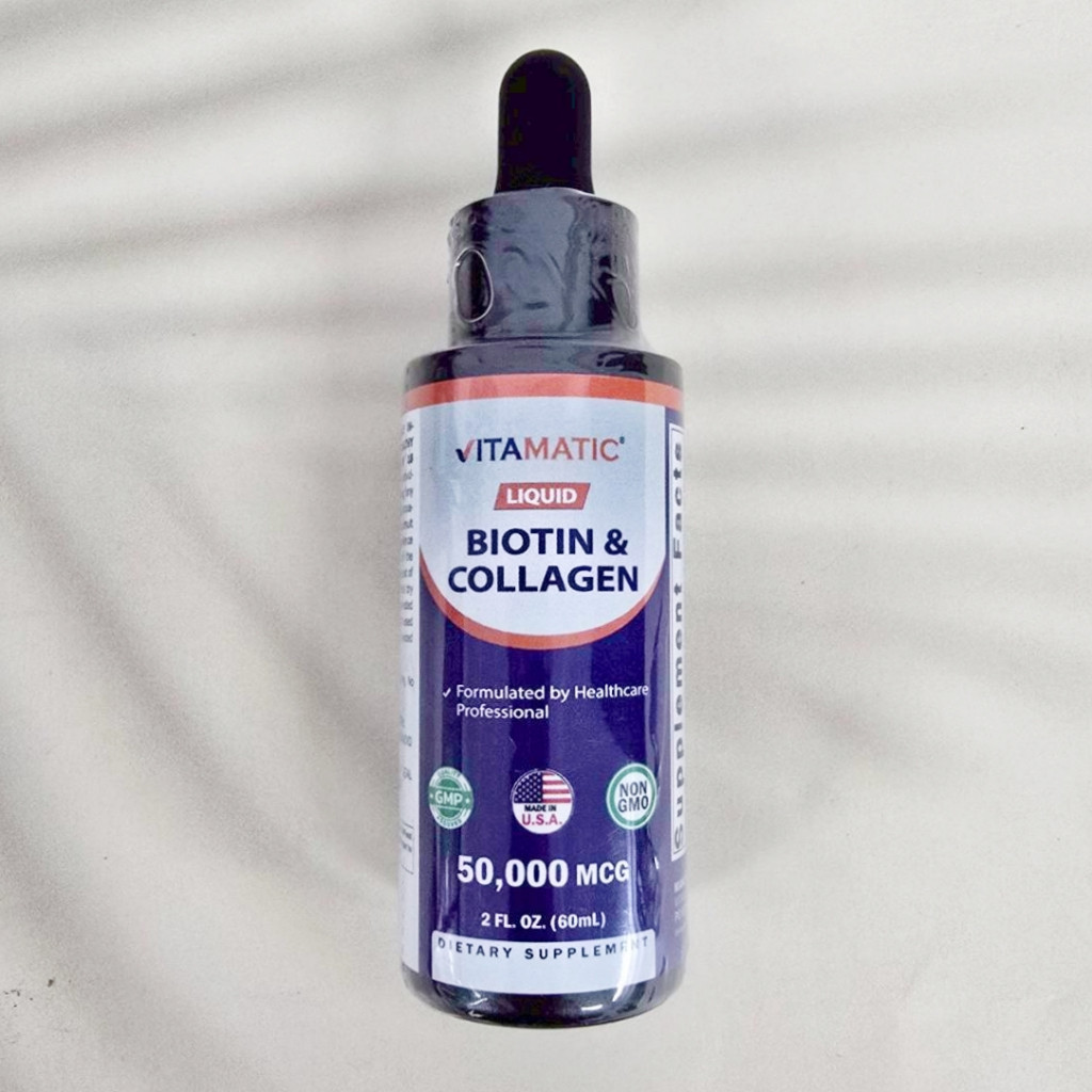 [Vitamatic®] Liquid Biotin & Collagen 50000 mcg 60 ml ไบโอติน คอลลาเจน ชนิดน้ำ