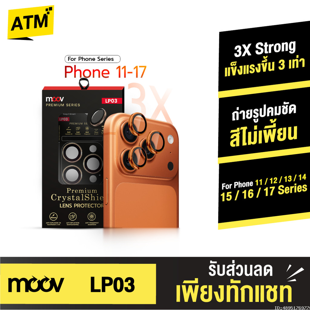 [ส่งไว] Moov LP03 ฟิล์มกันรอย เลนส์กล้อง สำหรับ ไอโฟน 17 Pro Max 17 Air 17e 16 Pro 16e 15 Plus 14 13 12 11