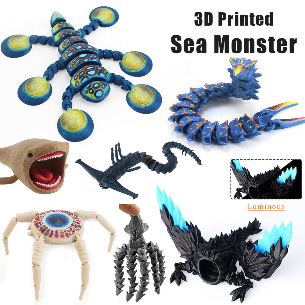 Subnautica Sea Monster Action Figure 3D พิมพ์ El Gran Maja Hoverfish น้ําแข็งหนอน Movable Joint รุ่น