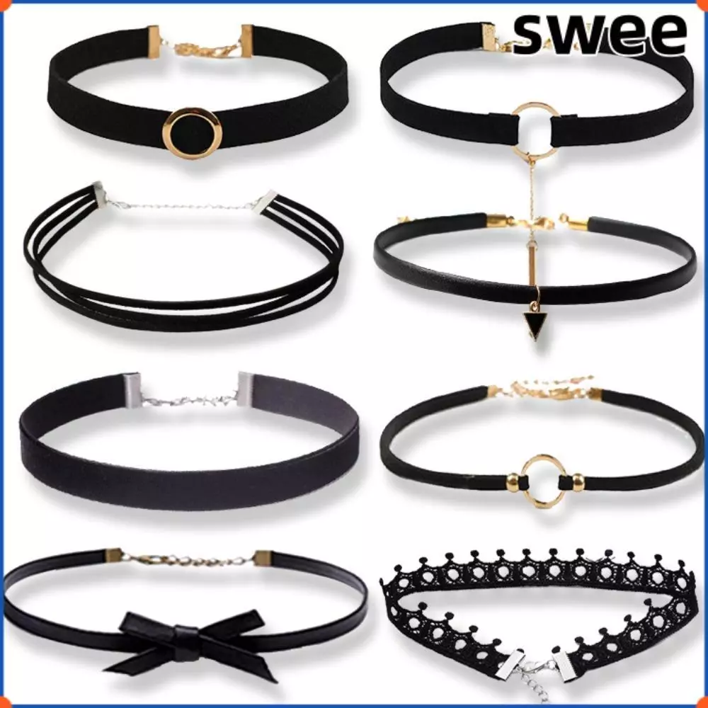 SWEE Choker สร้อยคอลูกไม้สีดํา แฟชั่นดึงดูดใจ Lace โซ่ Claviular สวยงามผู้หญิง