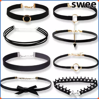 SWEE Choker สร้อยคอลูกไม้สีดํา แฟชั่นดึงดูดใจ Lace โซ่ Claviular สวยงามผู้หญิง