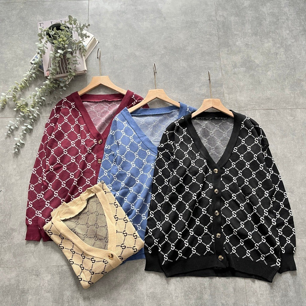 SIVANA Cardi S Knit กระดุมสีน้ําตาลถัก