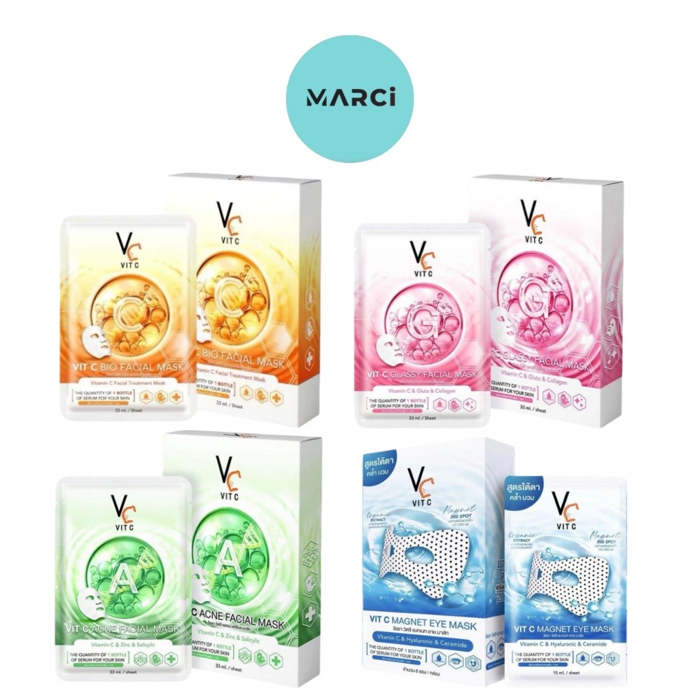 [แบบกล่อง] VC Vit C Facial Mask Bio / Glassy / Acne / Eye Mask [6 ซอง/กล่อง][เลือกสินค้า] มาส์กวิตซีเกาหลี จบทุกปัญหาผิว