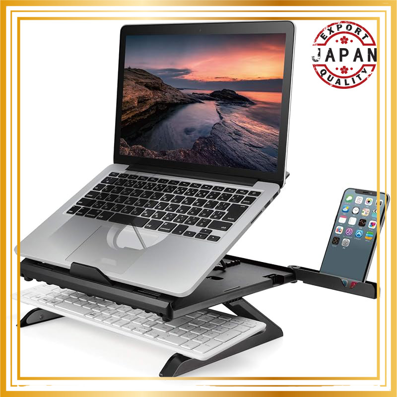 Elecom Laptop Stand, Foldable, 8 Levels, Height Adjustable by 9.5cm, with Smartphone Stand, Compatib