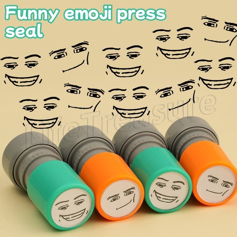 Quirky Emoji Press-Type Journal Stamp - Funny Self-Inking Stamps for Kids - Kids Seal Stamps Toy - T