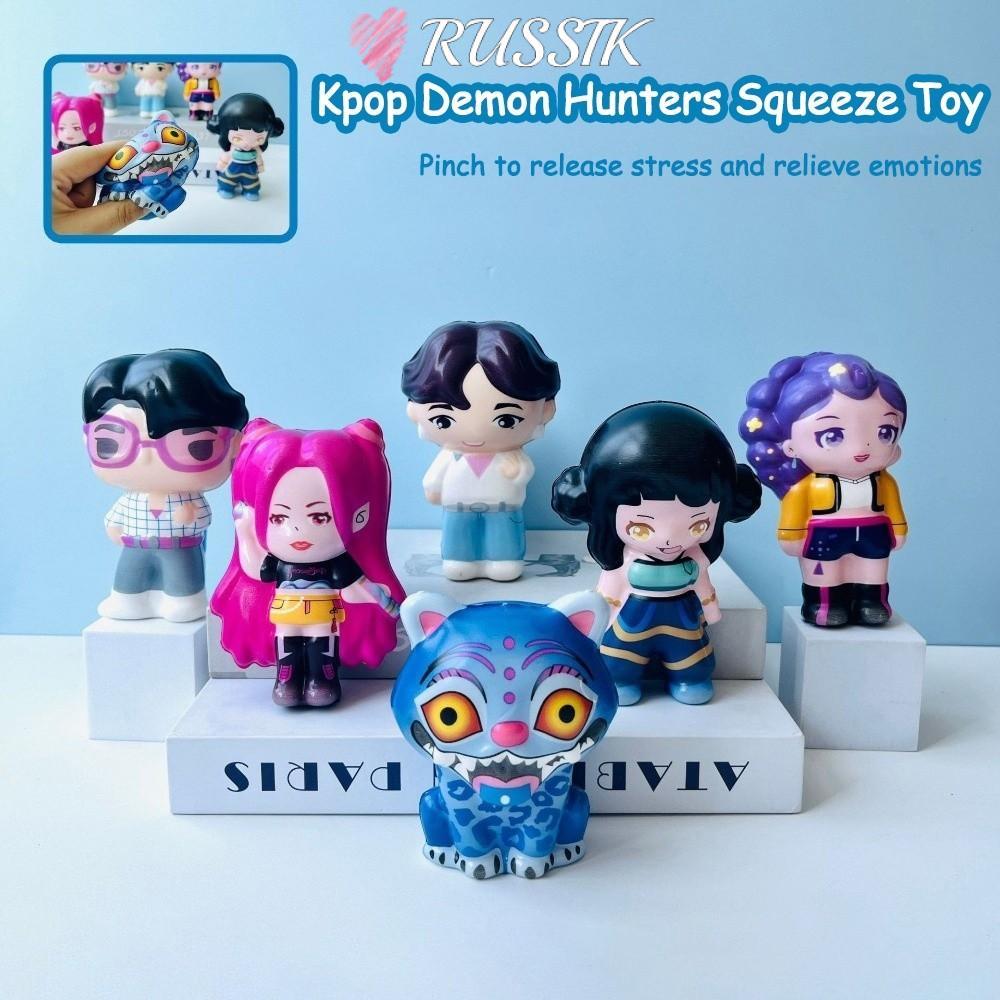 RUSTSIK Kpop นักล่าปีศาจบีบของเล่น, รูปปั้น Derpys|ของเล่นสกุชชี่ป้องกันความเครียดอะนิเมะ​​, แบบพกพา