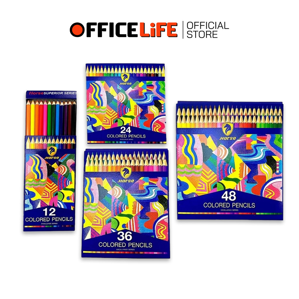 Horse (ตราม้า) ดินสอสี สีไม้  NEW SUPERIOR SERIES (สีพิเศษ) 12 / 24 / 36 / 48 สี ( 1 กล่อง )