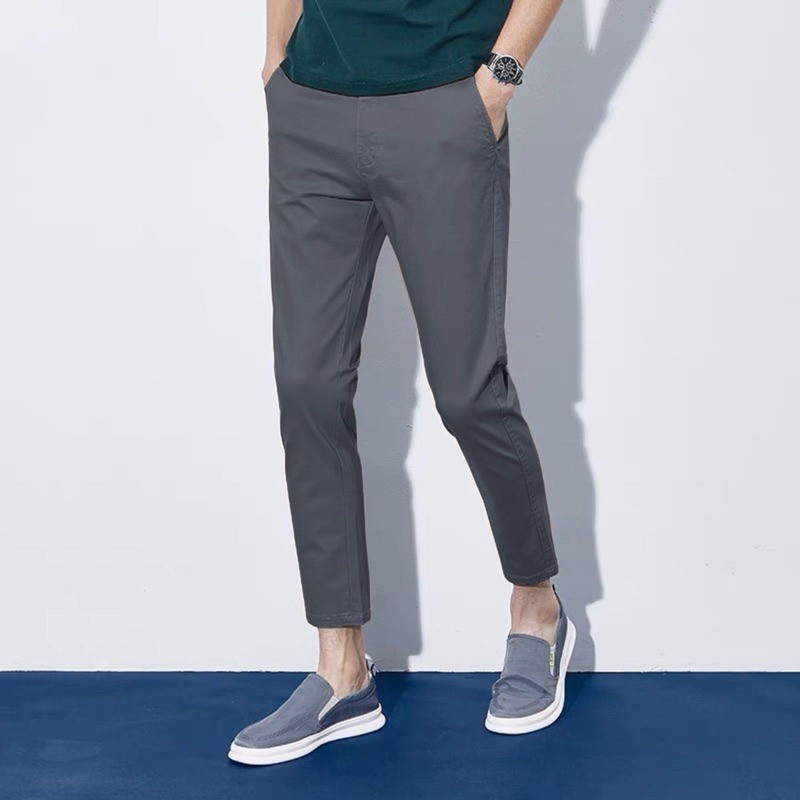 ผู้ชาย Slim Fit Chino กางเกง Tapered Casual กางเกงยืดผ้า Smart Office กางเกงทำงานเอว 28-38 นิ้วสวมใส่สะดวกสบาย