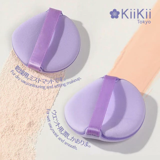 KiiKii พัฟแต่งหน้าคุชชั่นพื้นฐาน 3 ชิ้น สีม่วง ใช้ได้ทั้งแห้งและเปียก นุ่มไม่ระคายผิว