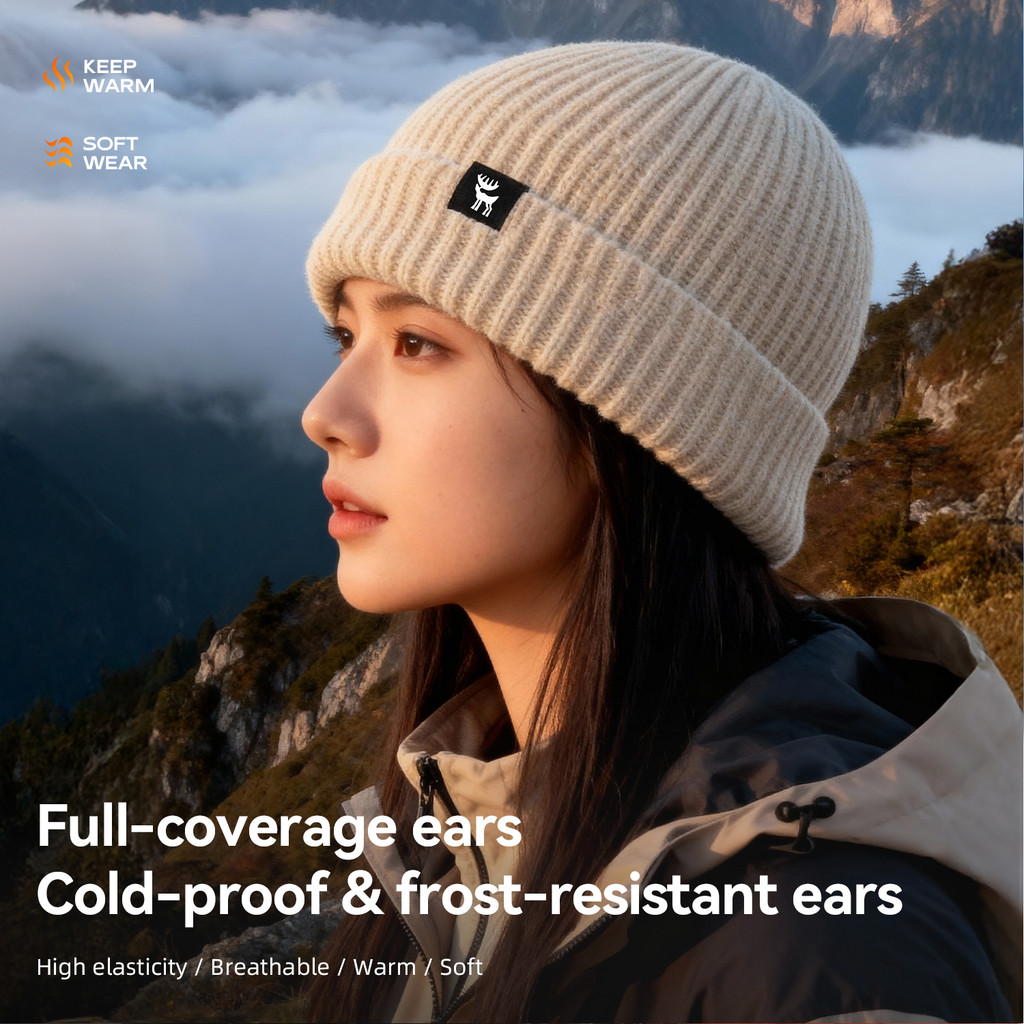 Quature ฤดูหนาวถักหมวก Windproof Warm Elastic น้ําหนักเบาหมวกสวมใส่-resistan สบายขี่จักรยานเล่นสกีเดินป่า Camping หมวก — صورة 3