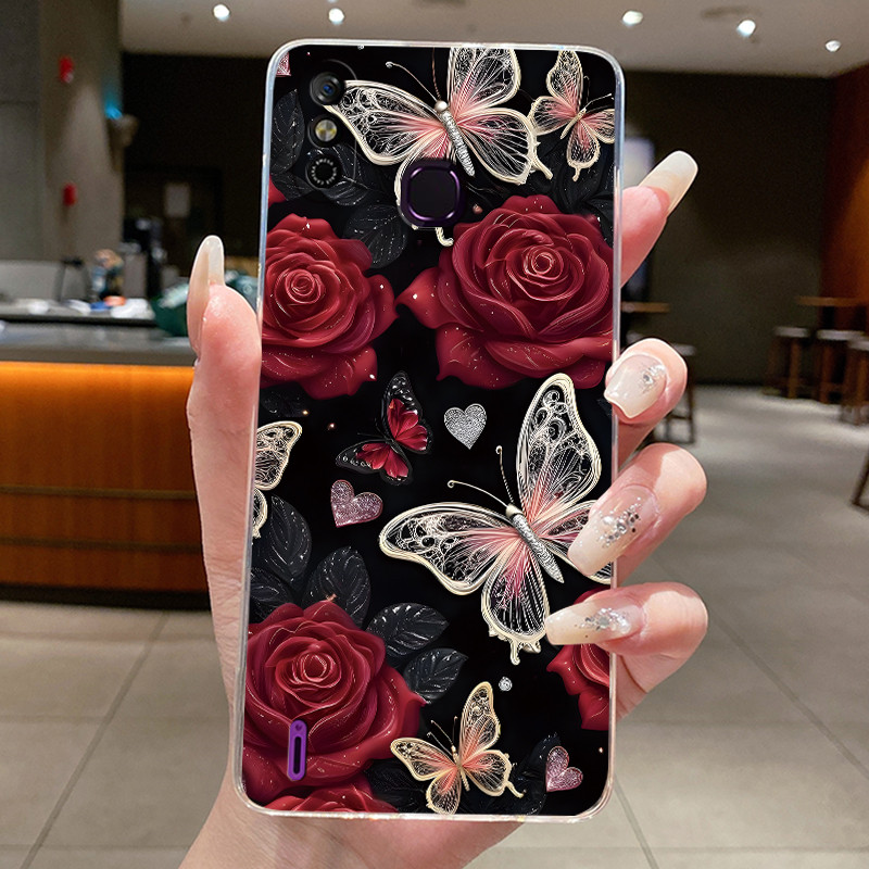 สําหรับ Infinix สมาร์ท 4 4c กรณีหรูหราแฟชั่นผีเสื้อดอกไม้ซิลิโคน Jelly ปกหลังสําหรับ Infinix สมาร์ท 4 X653 เคสโทรศัพท์ - รูปที่ 4