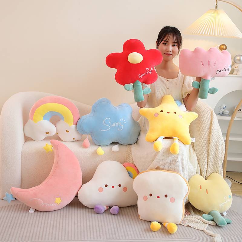 Cute Cartoon Pillow Ins Sofa Living Room Bay Window Office Cushion Nap Doll Clouds of Stars Pillow Y