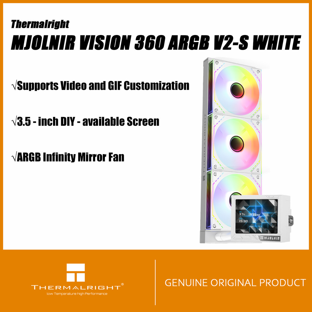 Thermalright MJOLNIR VISION 360 ARGB V2-S WHITE AIO CPU Liquid Cooler MV360 ARGB V2-S สีขาวปรับแต่งจ