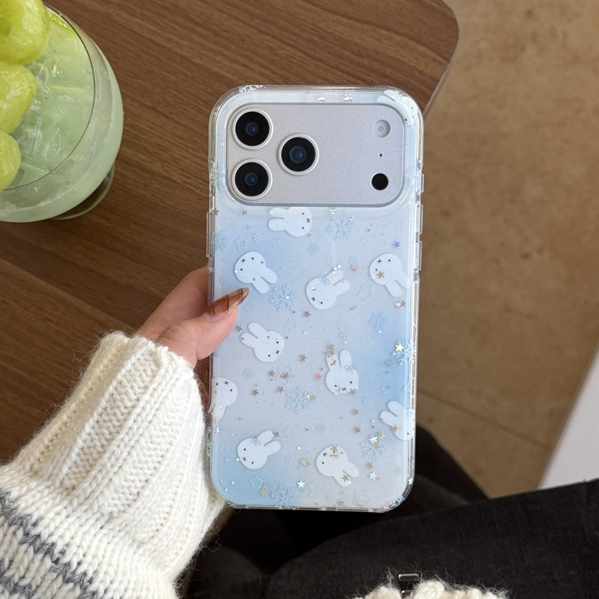 สําหรับIphone Case 17 Pro Max 16 Pro Max 15 Pro Max 14 Pro Max Double layered Dye blue Snowflakesเคสโทรศัพท์