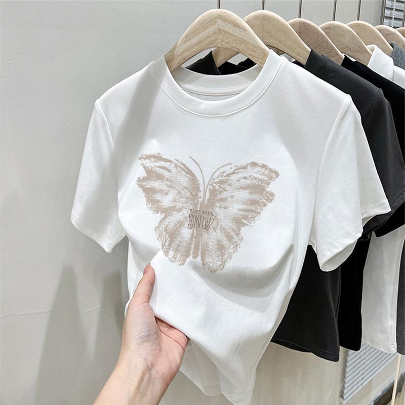 เสื้อยืดแขนสั้นแบบสบาย ๆ อารมณ์ด้านบน 2025 แฟชั่นใหม่สำหรับผู้ชายและผู้หญิง