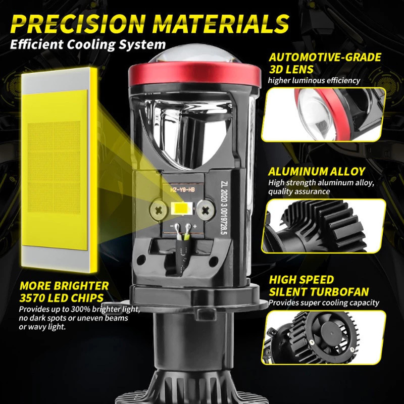 หลอดไฟ LED รถยนต์ ขั้ว H4 รุ่น Y6 Y7 Y8 ความสว่างสูง 30,000 ลูเมน