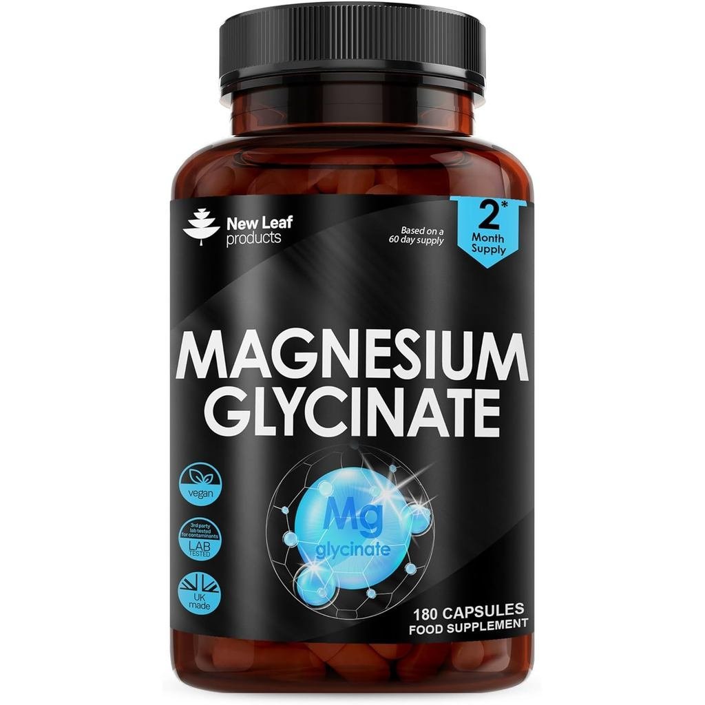 Magnesium Glycinate Supplements - 180 High Strength Capsules - 1040mg of Magnesium Providing 208mg E