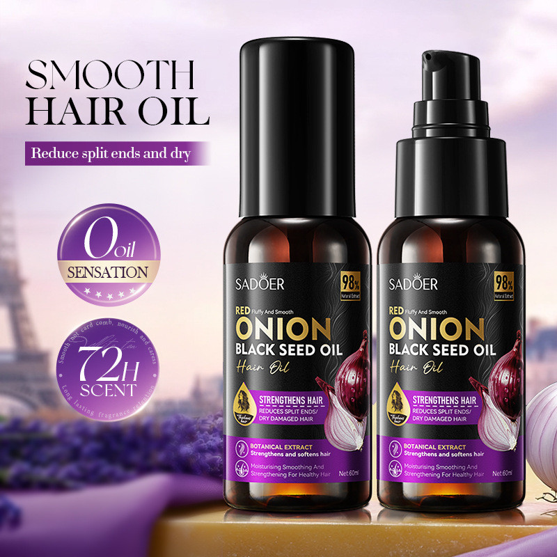 All English Onion Black Seed Oil Smooth Hair Care Essential Oil SADOER Moisturizing Hair Care Essent