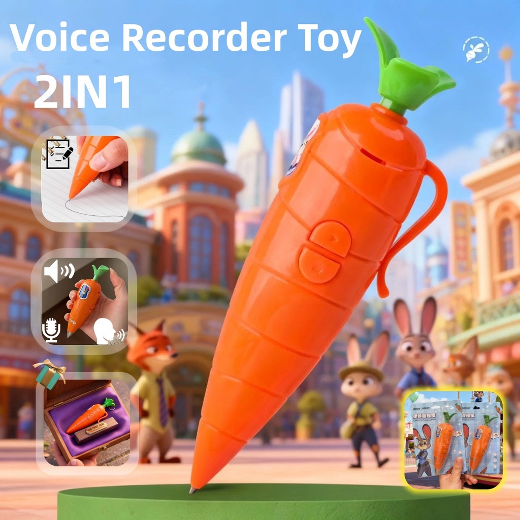 3PCS การ์ตูน Judy & Nick Carrot เครื่องบันทึกเสียง 2IN1 เสียงอิเล็กทรอนิกส์ของเล่นสามารถเขียน Graffiti ปากกาลูกลื่น Novelty Voice Recorder ปากกาของขวัญ