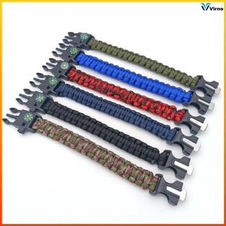 Virno สร้อยข้อมือพาราคอร์ด เอาตัวรอด อุปกรณ์เดินป่า หินจุดไฟ เข็มทิศ นกหวีด แคมป์ปิ้ง