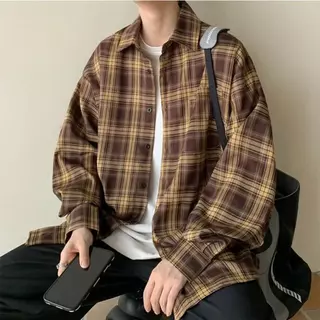 56MEN เสื้อเชิ้ตแขนยาว Shirt C237 ผู้ชาย ทรงหลวม สไตล์วินเทจ ลายสก็อต ผ้าฝ้าย พร้อมส่ง แฟชั่น วันหยุด ปาร์ตี้