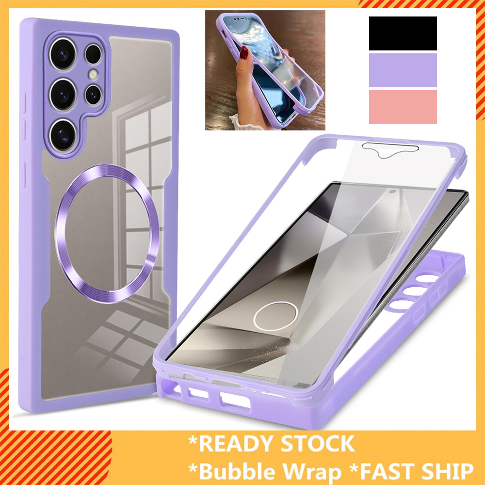 เคสโทรศัพท์ - 360 Full Protection Clear เคสโทรศัพท์สําหรับ Samsung S26 S25 S24 S23 S22 Ultra Plus พร้อมหน้าจอ Flim Cover