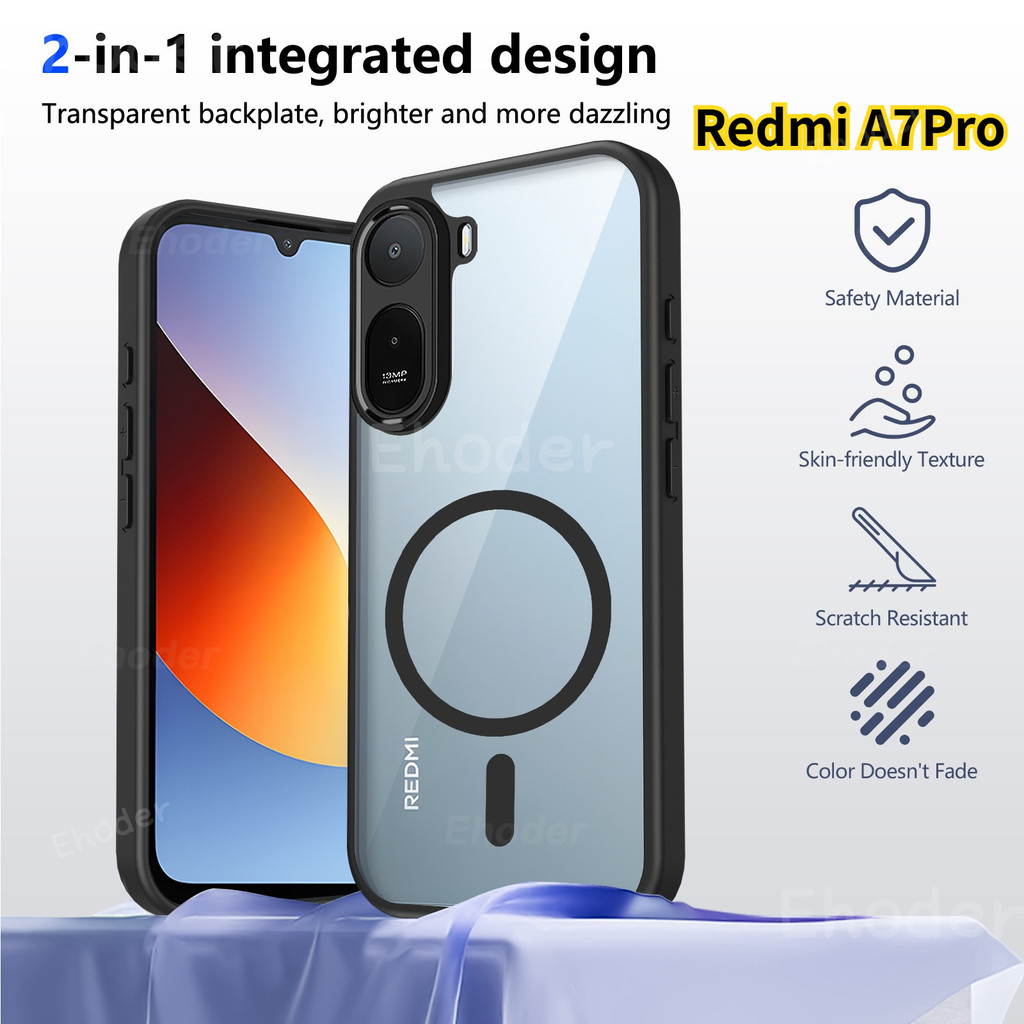 ปลอกสําหรับ Redmi A7 Pro 4G 5G 2026 เคสโทรศัพท์ซิลิโคนแม่เหล็กใส TPU ฝาครอบโปร่งใสสําหรับ RedmiA7Pro A7Pro Mi POCO C85X POCOC85X เคสกันกระแทก