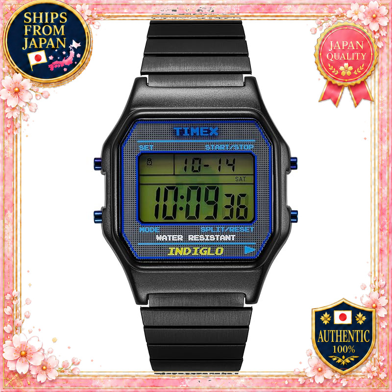 TIMEX Unisex Pac-Man Digital Watch - Black & Light Blue Dial, Resin/Brass, Quartz, 3ATM Water Resist
