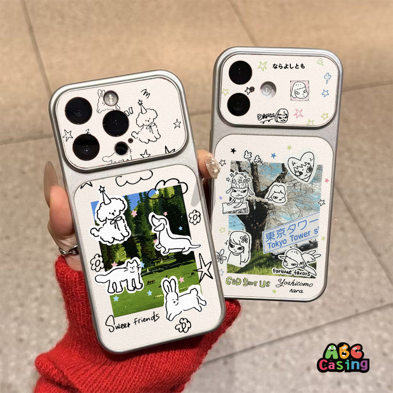 เคสไอโฟน17 เหมาะสำหรับ IPhone 15 11 12 17 13 14 16 Pro Max 14 15 16 Plus Air เคสโทรศัพท์สีเงินแบบกราฟฟิตี