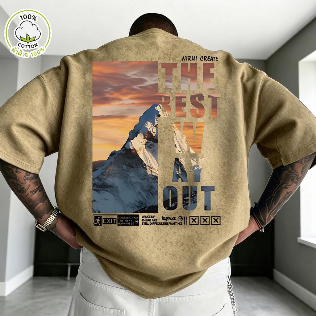 Top.street【มาแรง】🔥เสื้อยืดฟอก เสื้อ oversize แขนสั้น วินเทจ ไม่ต้องรีด ใส่สบาย ผู้ชายและผู้หญิง 'THE BEST' 2026 COD