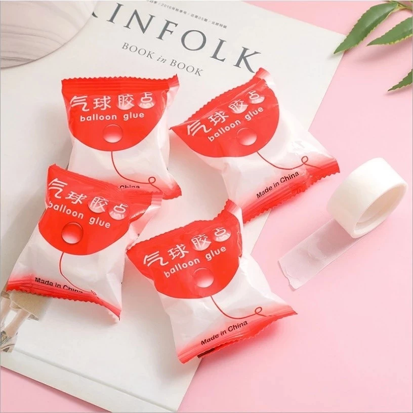 ส่งจากไทย 100 จุด / ม้วน กาวลูกโป่ง กาวเจลติดลูกโป่ง ลายจุด สติกเกอร์กาว สําหรับอุปกรณ์วันเกิด ติดง่ายไม่ทิ้งคราบกาว