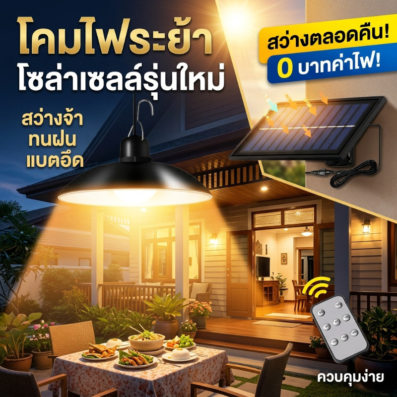 พร้อมส่ง🎉 ไฟโซล่าเซลล์ โคมไฟวินเทจโซล่าเซลล์  1โคม 2โคม ปรับไฟได้ 3 โหมด มีแสงไฟ ไฟสวน