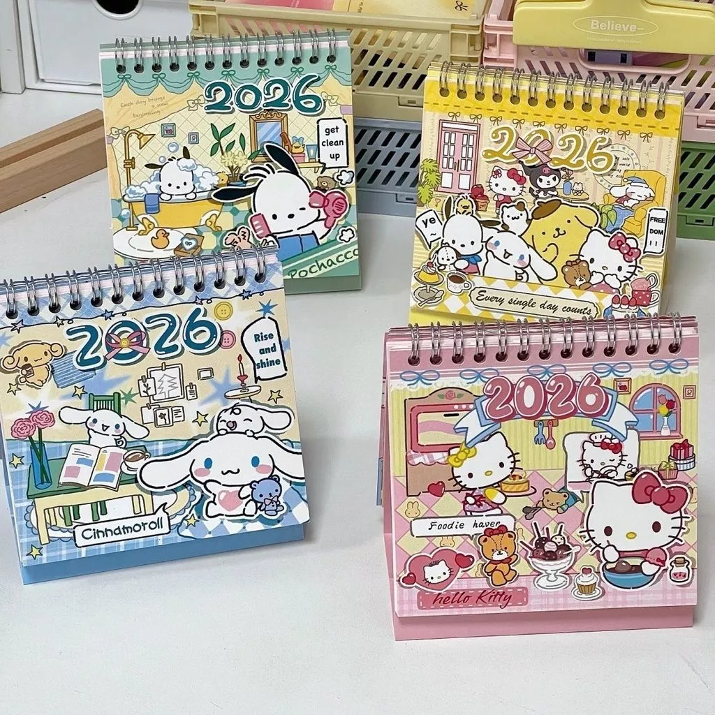 ปฏิทินสุนัข Pacha 2026 Sanrio การ์ตูน ins เครื่องประดับปฏิทินตั้งโต๊ะมูลค่าสูงนักเรียนการพิมพ์กราฟฟิตี