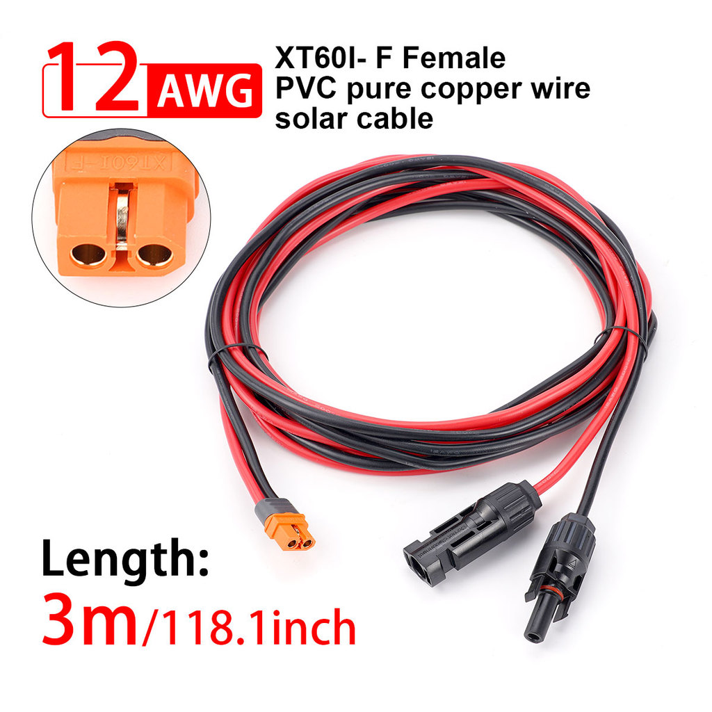 3M ยาวSolar Charge Cable Connector Professional MC4 ถึง XT60i Solar Charge Adapter สําหรับกลางแจ้ง