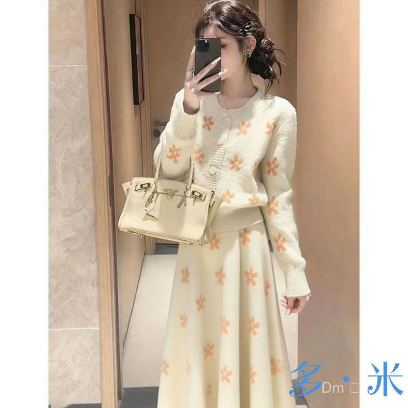 ชุดกระโปรงทอลาย Megalodon จาก Gentle Rich Home สำหรับฤดูใบไม้ร่วงและฤดูหนาว OH5I