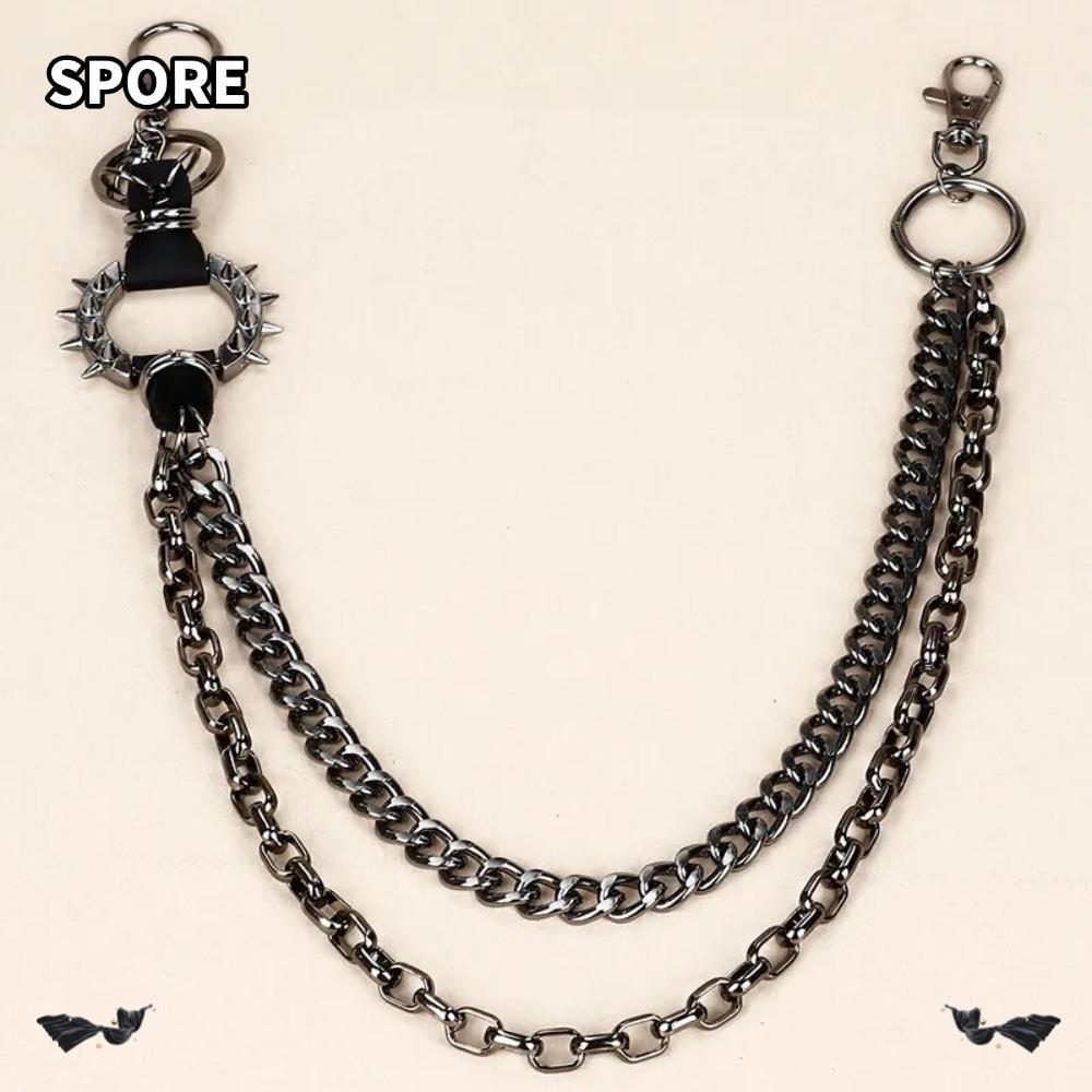 SPORE Layered สายคาดเอวแบบHipHop Y2K, กางเกงยีนส์สไตล์Retro Harajuku Gothic, พวงกุญแจสำหรับEGirls แล