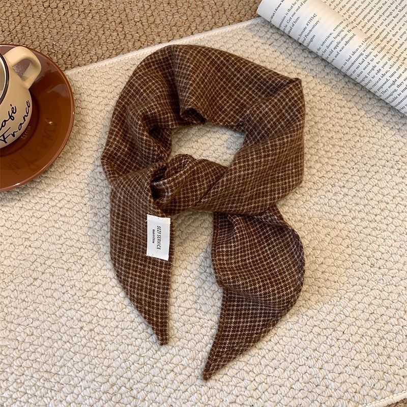 ผ้าพันคอ Retro ลายสก๊อต ทำจากผ้าข้าวเหนียวสำหรับผู้หญิง ให้อบอุ่นในฤดูใบไม้ร่วงและฤดูหนาว - รูปที่ 3