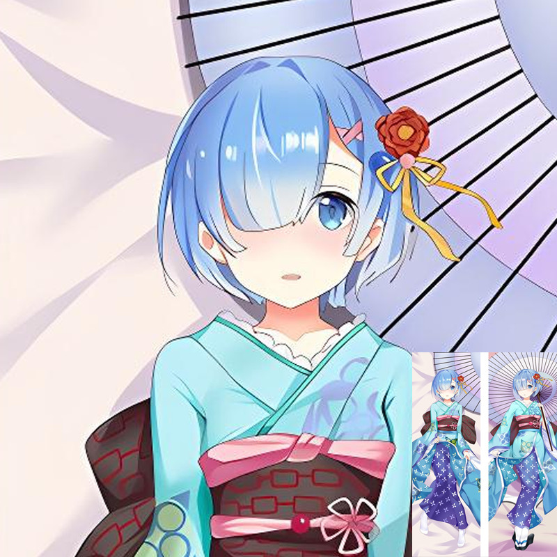 50*150 ซม.อะนิเมะ RE ZERO เริ่มต้นชีวิตในอีกโลกหนึ่งหมอนครอบคลุม Ram Rem ปลอกหมอน 3D สองด้านผ้าปูที่นอนปลอกหมอน