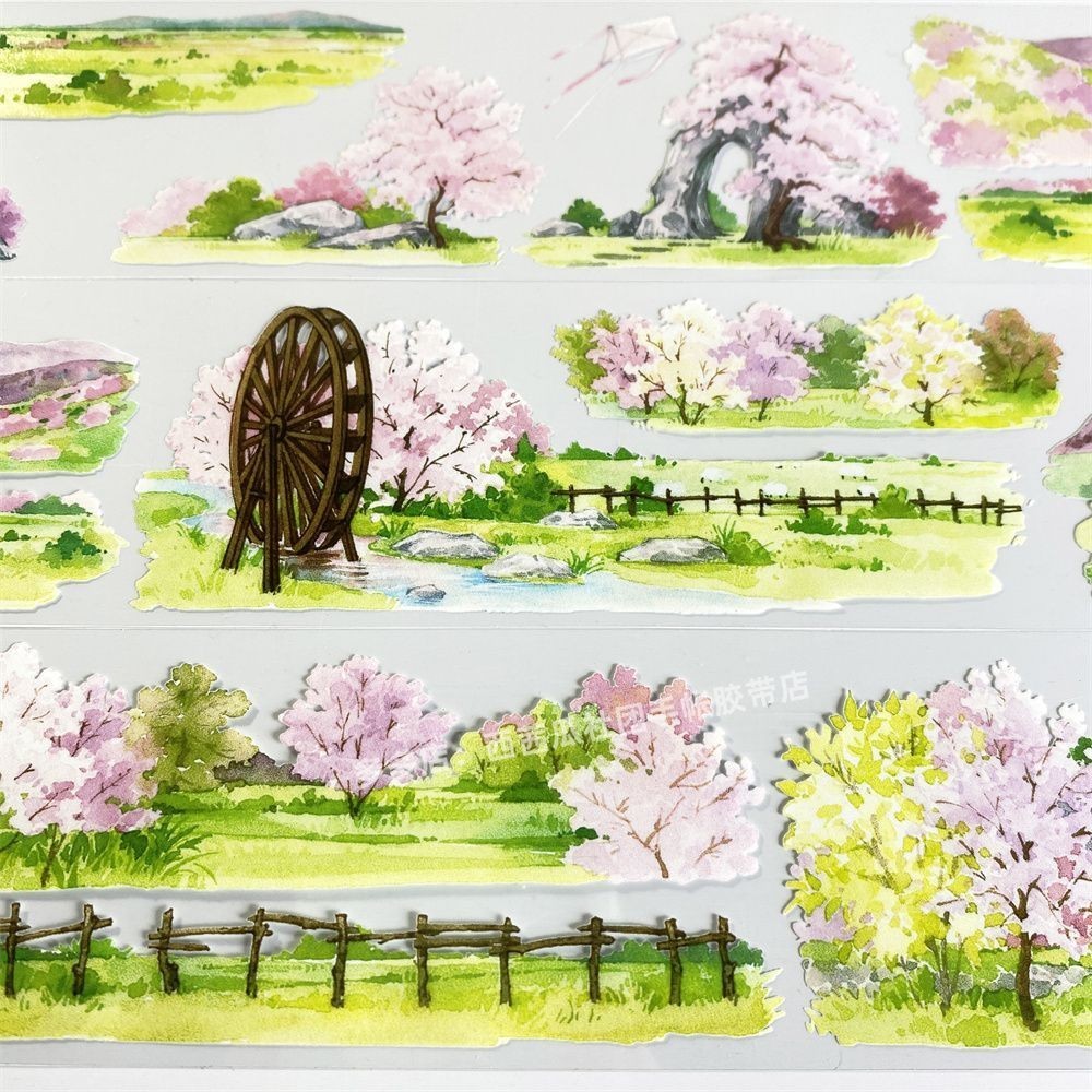 คู่มือเทปย่อยบรรจุภัณฑ์ w91 Taohuaxiang Elephant Jun Pastoral Mountain Town วัสดุ PET โบราณบัญชีไหลส