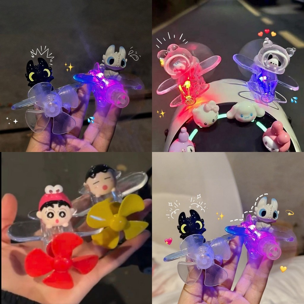 น่ารัก Windmill เครื่องบินเครื่องประดับ Wind-Powered Spinning เครื่องบินของเล่น Light Up จักรยาน Decor