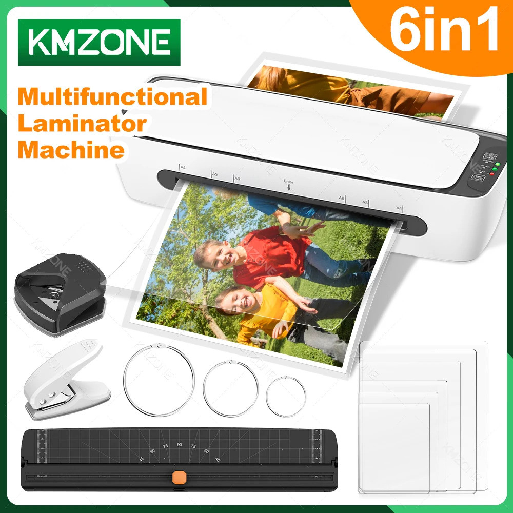 6 In1 Sl688 A4 เครื่องเคลือบบัตรชุดร้อนและเย็น 2 ระบบลูกกลิ้ง 9 นิ้วความกว้างสูงสุดเครื่องตัดกระดาษส